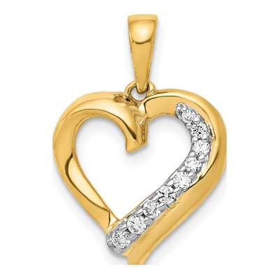 14K Yellow Gold 1/10 ct tw Diamond Heart Pendant