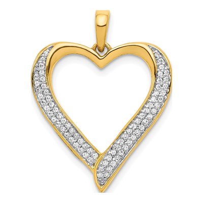14K Yellow Gold 1/4 ct tw Diamond Heart Pendant