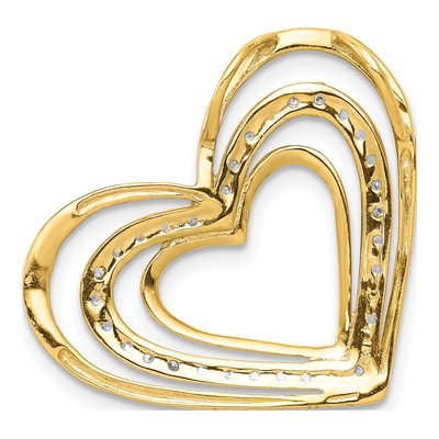 14K Yellow Gold Diamond Triple Heart Slide Pendant – view 4