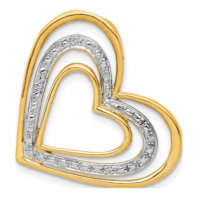 14K Yellow Gold Diamond Triple Heart Slide Pendant