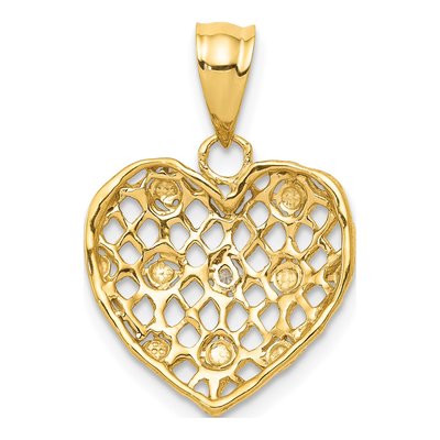 14K Yellow Gold Diamond Filigree Heart Pendant – view 4