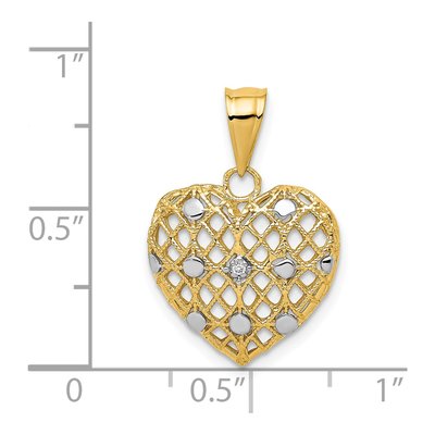 14K Yellow Gold Diamond Filigree Heart Pendant – view 5