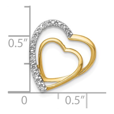 10K Yellow Gold Diamond Double Heart Slide Pendant – view 4
