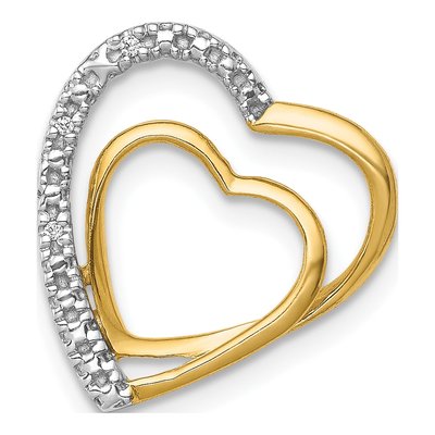 10K Yellow Gold Diamond Double Heart Slide Pendant