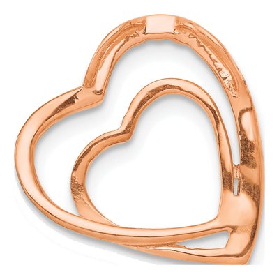 14K Rose Gold Diamond Double Heart Slide Pendant – view 5