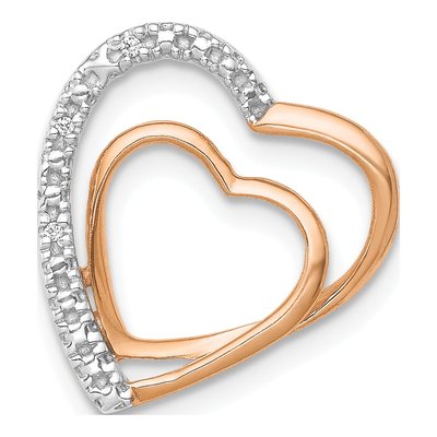 14K Rose Gold Diamond Double Heart Slide Pendant