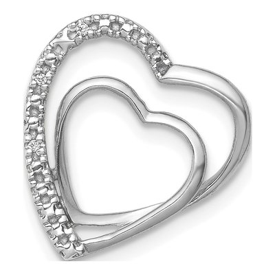 14K White Gold Diamond Double Heart Charm