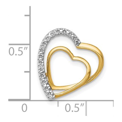 14K Yellow Gold Diamond Double Heart Slide Pendant – view 4