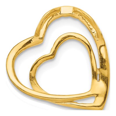 14K Yellow Gold Diamond Double Heart Slide Pendant – view 5