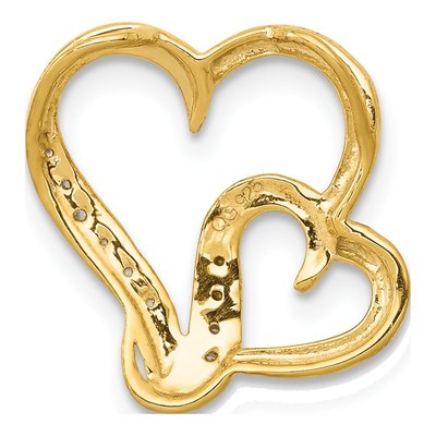 14K Yellow Gold Diamond Double Heart Slide Pendant – view 4