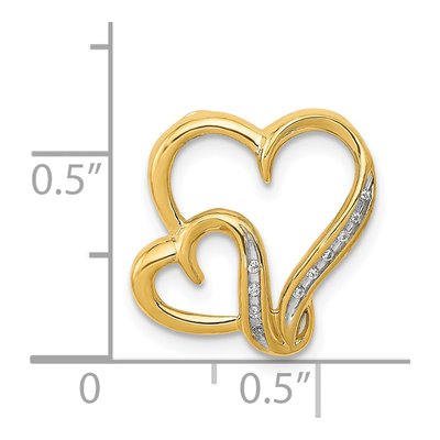 14K Yellow Gold Diamond Double Heart Slide Pendant – view 5