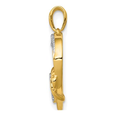 10K Yellow Gold Diamond Heart Cluster Pendant – view 2
