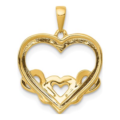 10K Yellow Gold Diamond Heart Cluster Pendant – view 3
