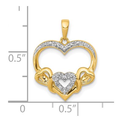 10K Yellow Gold Diamond Heart Cluster Pendant – view 4