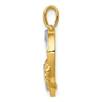 14K Yellow Gold Diamond Heart Pendant – view 3