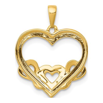 14K Yellow Gold Diamond Heart Pendant – view 4