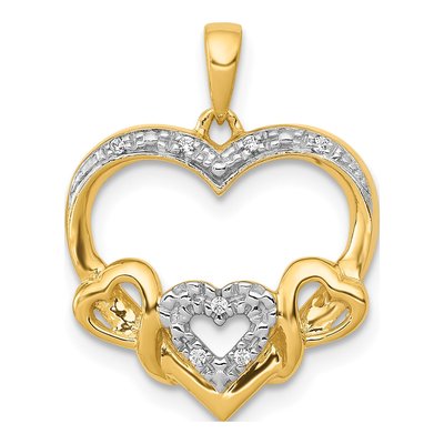 14K Yellow Gold Diamond Heart Pendant