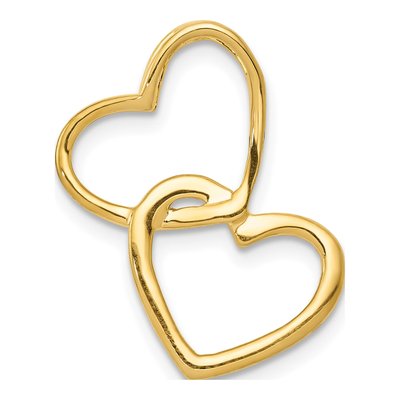 10K Two-Tone Gold 1/10 ct tw Diamond Double Heart Slide Pendant – view 3