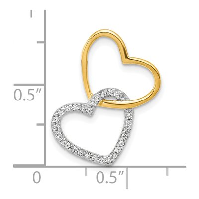 10K Two-Tone Gold 1/10 ct tw Diamond Double Heart Slide Pendant – view 4