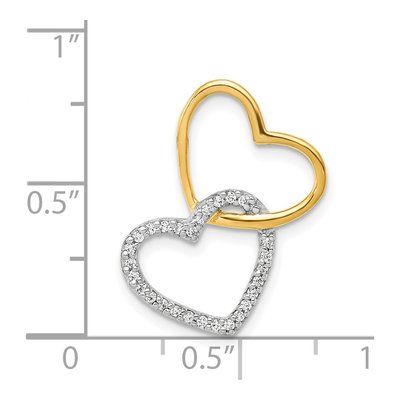 14K Two-Tone Gold 1/10 ct tw Diamond Double Heart Slide Pendant – view 5
