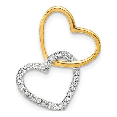 14K Two-Tone Gold 1/10 ct tw Diamond Double Heart Slide Pendant