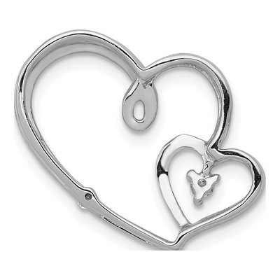 14K White Gold 1/20 ct tw Diamond Double Hearts Slide Pendant – view 4