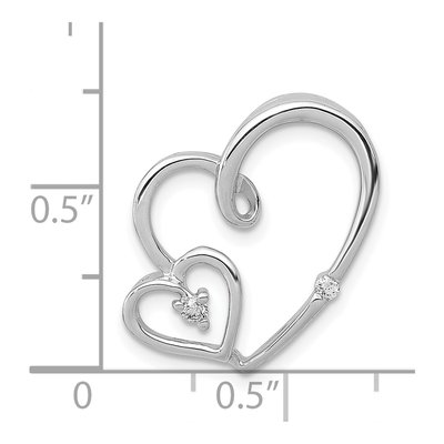 14K White Gold 1/20 ct tw Diamond Double Hearts Slide Pendant – view 5