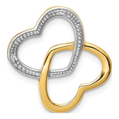 14K Yellow Gold Diamond Heart Slide Pendant