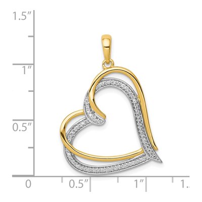 14K Yellow Gold 1/6 ct tw Diamond Double Heart Pendant – view 4