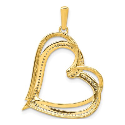 14K Yellow Gold 1/6 ct tw Diamond Double Heart Pendant – view 5