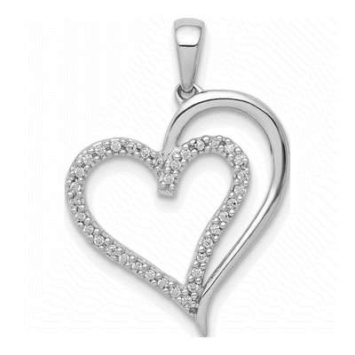 10K White Gold 1/10 ct tw Diamond Heart Pendant