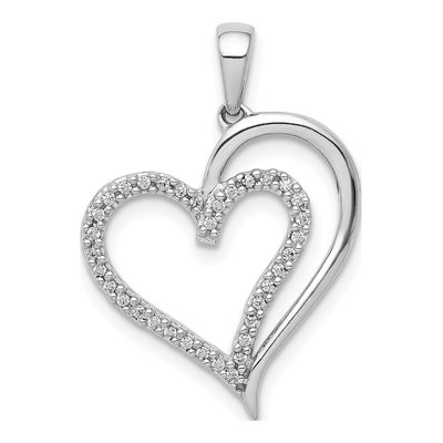 14K White Gold 1/10 ct tw Diamond Heart Pendant