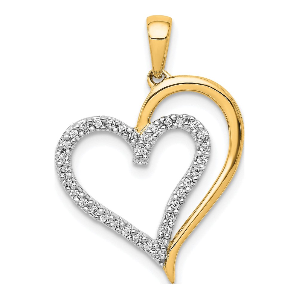14K Yellow Gold Diamond Heart Pendant