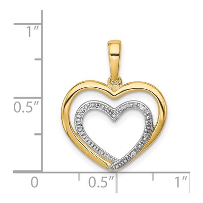 14K Yellow Gold Diamond Double Heart Pendant – view 4