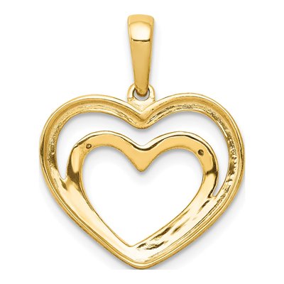 14K Yellow Gold Diamond Double Heart Pendant – view 5