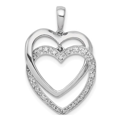 14K White Gold 1/10 ct tw Diamond Entwined Hearts Pendant