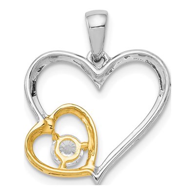 14K Two-Tone Gold 1/5 ct tw Lab-Grown Diamond Double Heart Pendant – view 3
