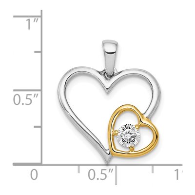 14K Two-Tone Gold 1/5 ct tw Diamond Double Heart Pendant – view 3