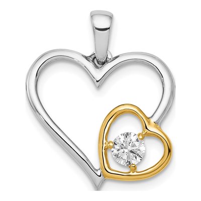 14K Two-Tone Gold 1/5 ct tw Diamond Double Heart Pendant