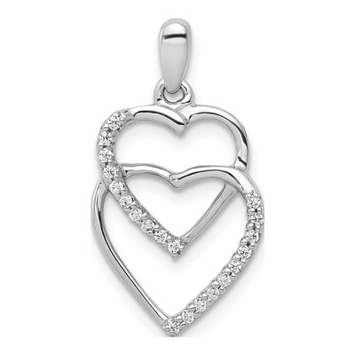14K White Gold 1/10 ct tw Diamond Entwined Hearts Pendant