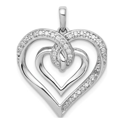 14K White Gold 1/6 ct tw Diamond Entwined Heart Pendant
