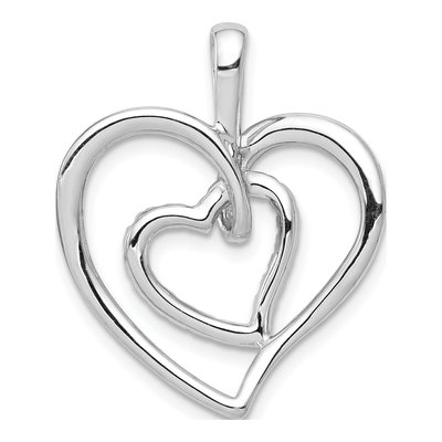 14K White Gold Diamond Double Heart Pendant – view 5