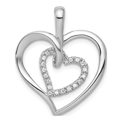 14K White Gold 1/10 ct tw Diamond Double Heart Pendant