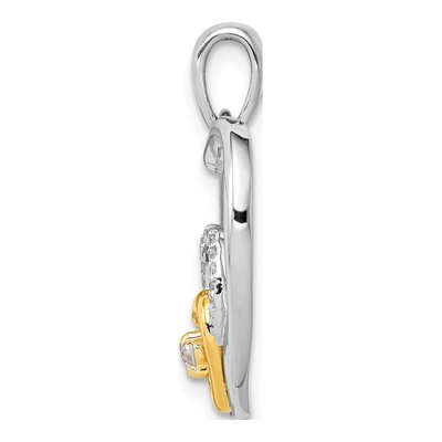 14K Two-Tone Gold 1/15 ct tw Diamond Triple Heart Pendant – view 3
