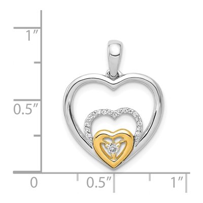 14K Two-Tone Gold 1/15 ct tw Diamond Triple Heart Pendant – view 4