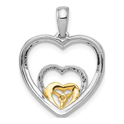 14K Two-Tone Gold 1/15 ct tw Diamond Triple Heart Pendant – view 5