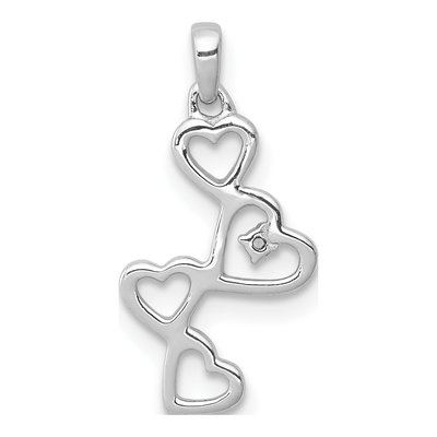 10K White Gold Diamond Four Hearts Pendant – view 3