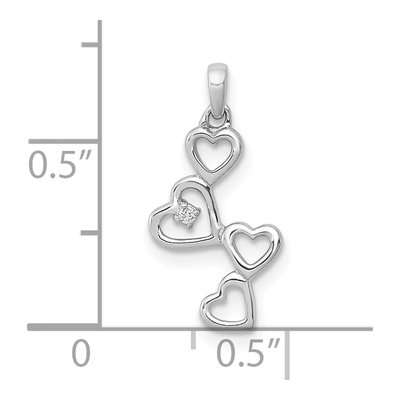 10K White Gold Diamond Four Hearts Pendant – view 4