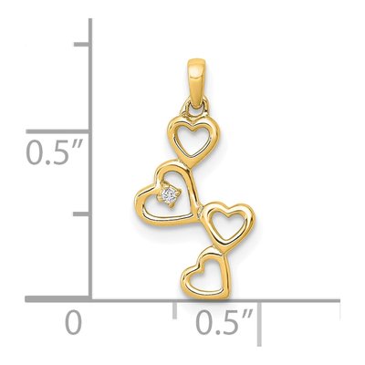 10K Yellow Gold Diamond Four Hearts Pendant – view 2