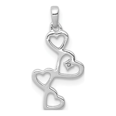 14K White Gold Diamond Dangling Hearts Pendant – view 4